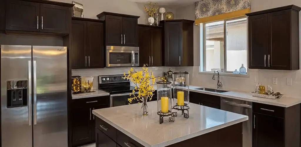 Cabinet painting results with freshly painted kitchen cabinets in Long Beach, CA