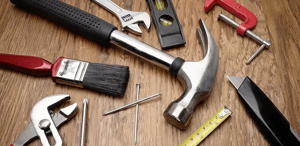 Handyman tools laid out for home repair and maintenance work in Long Beach, CA