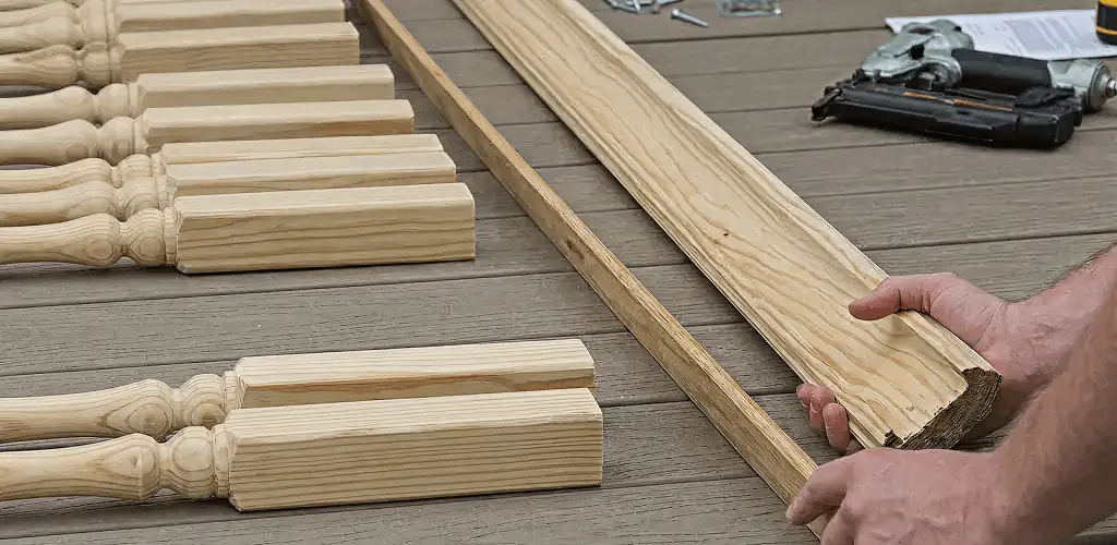 Handrail installation materials and wood components for stair rail work in Long Beach, CA